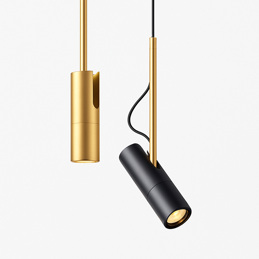 Suspension design spot orientable et tige dorée