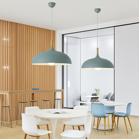 Suspension en aluminium de couleur et tige en bois Wood