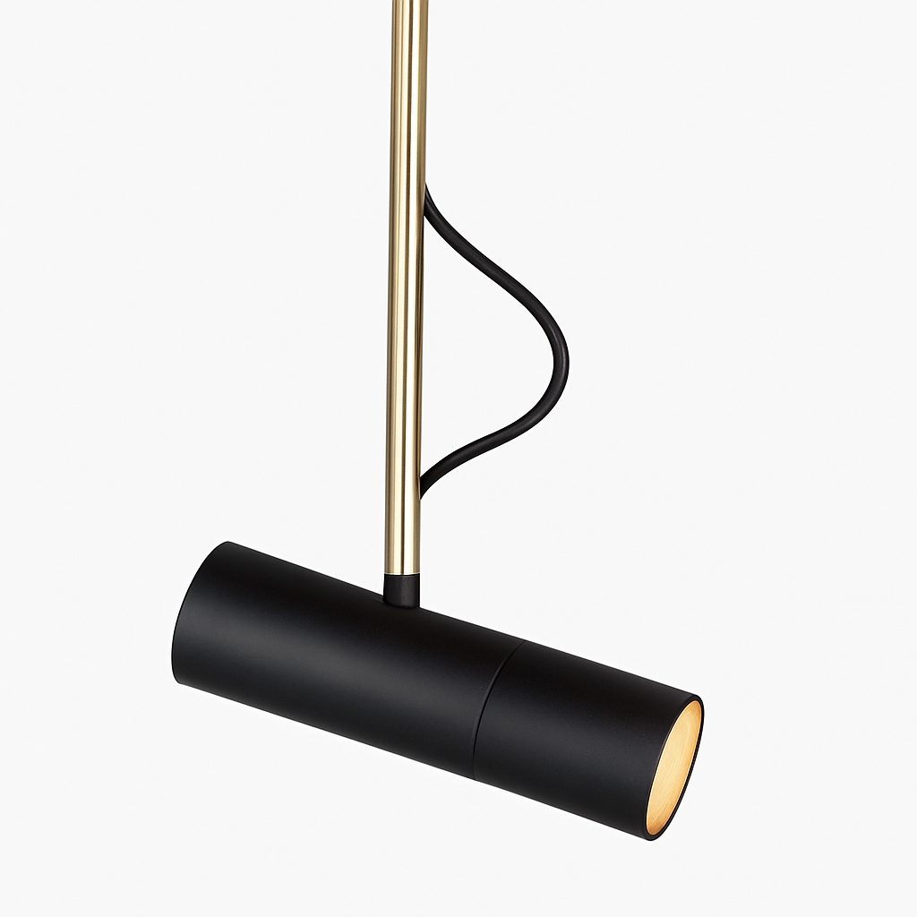Suspension design spot orientable et tige dorée