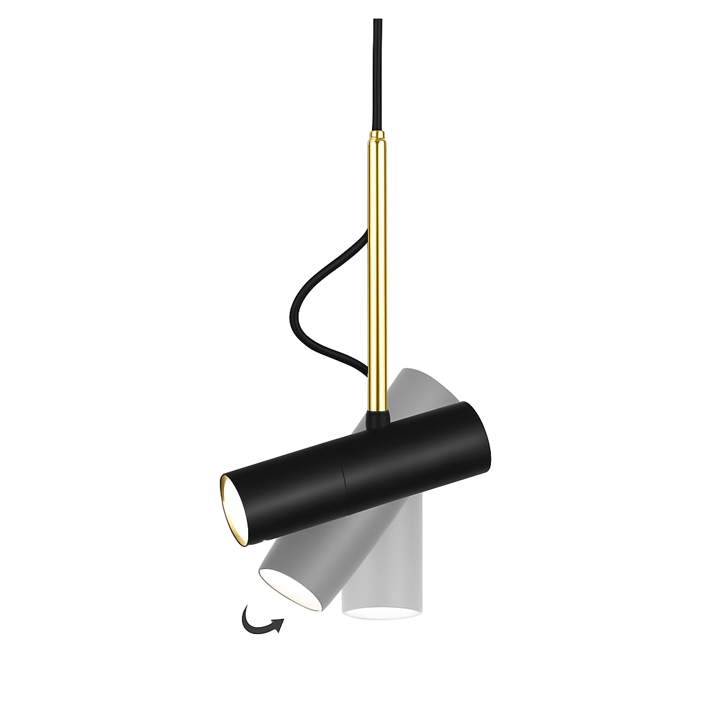Suspension design spot orientable et tige dorée