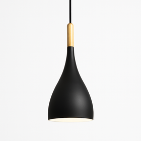 Suspension LED en métal coloré et baton en bois Nordic