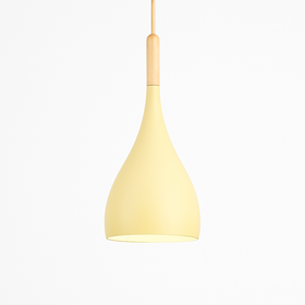 Suspension LED en métal coloré et baton en bois Nordic