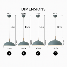 Suspension en aluminium de couleur et tige en bois Wood