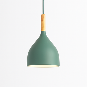 Suspension LED en métal coloré et baton en bois Nordic